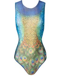 Rodasoleil Smart Swimwear - Tan-Through Mesh One-Piece Sleeveless Swimsuit Peacock Mayura - Lyst