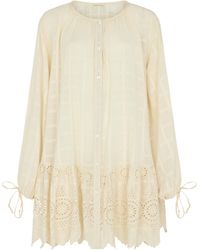 Raffya - Neutrals Olivia Embroidered Mini Dress - Lyst