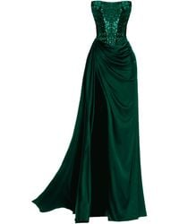 Angelika Jozefczyk - Emerald Satin Sequin Evening Gown Nadya - Lyst