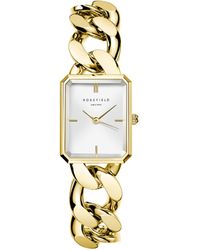 ROSEFIELD - Octagon Studio Gold Curb Linked Bracelet Watch - Lyst