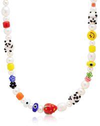 Nialaya - Panda Pearl Necklace With Assorted Beads - Lyst
