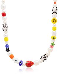 Nialaya - S Panda Pearl Choker With Assorted Beads - Lyst