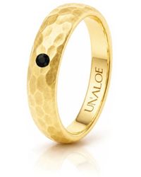 Unaloe - Hammered Plated Band Ring With Diamond - Lyst
