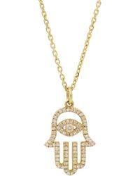 KAMARIA - Evil Eye Hamsa Hand Necklace With Diamonds - Lyst