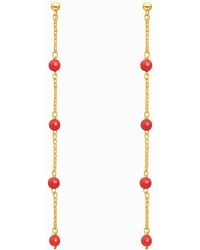 Unaloe - Vermeil Mediterranean Coral Drop Earrings – Natural Coral Bead Designer Jewelry - Lyst