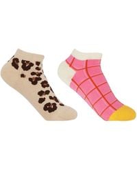 Peper Harow - Made in England - Grid & Leopard Trainer Socks Bundle - Lyst