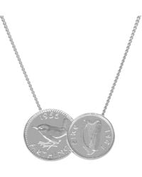 Katie Mullally - Irish-english Hallmarked Kmm Silver Double Coin Necklace - Lyst