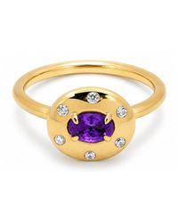 Belinda Jewelz - Amethyst Oval Birthstone & Accent Stone Ring - Lyst