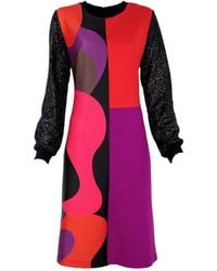 Lalipop Design - Colorful&black Abstract Design Patchwork Knit Viscose Dress - Lyst