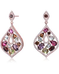 Genevive Jewelry - Sterling Silver Plated Multi Colored Cubic Zirconia Accent Dangle Earrings - Lyst
