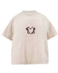 X Ilona Blue - Neutrals Heart With Wings Apricot Vintage Washed Cotton Tee - Lyst