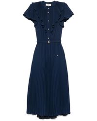 Nissa - Pleated Chiffon Midi Dress - Lyst