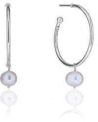 Kaizarin - Hoop With Pearl Drop June Birthstone - Lyst