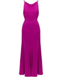 UNDRESS - Linea Magenta Pink Long Evening Gown With Cowl Neck - Lyst
