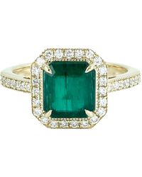 Artisan - 14K Emerald & Diamond Halo Statement Ring - Lyst