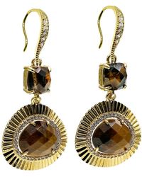Farra - Teardrop Tiger Eye Setting Dangle Earrings - Lyst