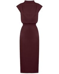 UNDRESS - Tessa Wine- Short Kimono Sleeves Elegant Midi Dress - Lyst