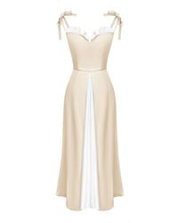 POST MERIDIEM - Neutrals Cream Flowy Slit Midi Dress - Lyst