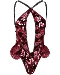 Belle -et-BonBon - Velvet Morello Cherry Bodysuit - Lyst