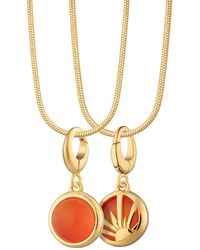 Lily Charmed - Plated Agate Healing Stone Necklace With Round Snake Chain - Lyst