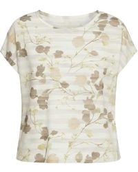 Conquista - Sheer Striped Jersey Top With Floral Print - Lyst