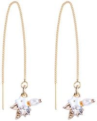My Little Nature - Plated Threader Earrings – Pull-Through Dangling Earrings With Flower - Lyst