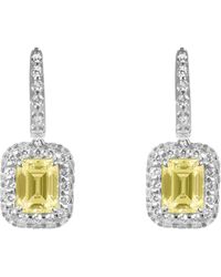 Arte Madrid - Gemma Rectangular Charm Hoop Earrings - Lyst