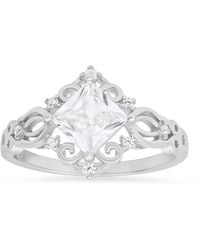 Kylie Harper - Vintage Princess-Cut Diamond Cz Filigree Ring - Lyst