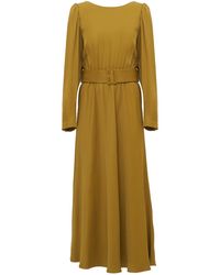 InAvati - Dark Mustard Midi Dress With Decorative Cuffs - Lyst