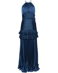True Decadence Dark Teal Satin Halterneck Gown - Blue