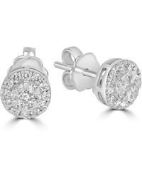 Artisan - Round Diamond Cluster Halo Stud Earrings - Lyst