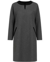 Conquista - Long Sleeve Sack Dress With Pocket & Collar Detail - Lyst