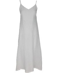 Haris Cotton - Maxi Striped Linen Dress With Straps And Slits - Lyst