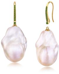 Kai Fine Jewelry - Solid Natural Tsavorite & Baroque Pearl Convertible Drop Earrings - Lyst