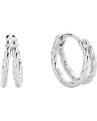 Vanhi - Mae Twist Double Huggie Earrings - Lyst