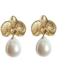 Agora Jewellery - Orchid Pearl Earrings - Lyst