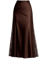 Tantra Spain Sl - A-Line Satin Midi Skirt With Side Slits And Lace, Elastic Waistband - Lyst