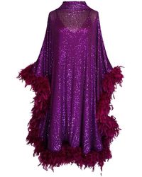 Jennafer Grace - Electric Fuchsia Mockneck Sequin Caftan Kaftan Dress - Lyst
