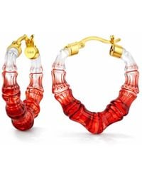 Gold & Honey - Mini Heart Bamboo Hoop Earrings - Lyst