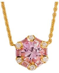 Juvetti - Melba Gold Necklace With Pink Sapphire And Diamond - Lyst