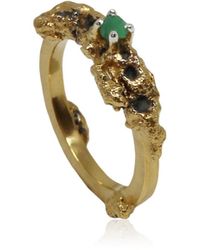Karolina Bik Jewellery Out Of The Sea Growth Ring With Single Raw Emerald - Metallic