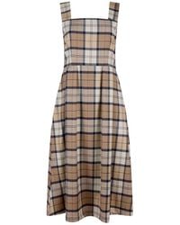 NUMBAT - Lavinia Pinafore Tartan Wool Midi Dress Broun - Lyst
