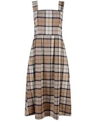 NUMBAT - Lavinia Pinafore Tartan Wool Midi Dress Broun - Lyst