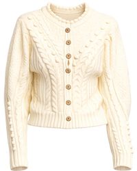 Tantra Spain Sl - Neutrals Crochet Knit Jacket With Pom-Pom And Flower Details Ecru - Lyst