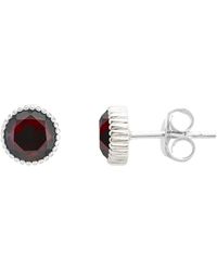 Auree - Barcelona Silver January Birthstone Stud Earrings Garnet - Lyst
