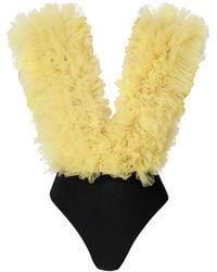 LIA ARAM - Signature Lemon Ruffled Tulle Bodysuit - Lyst