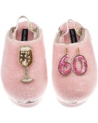 Laines London - Flatform Cloud Closed Toe Slippers With 60Th Birthday & Champagne Glass Brooches - Lyst