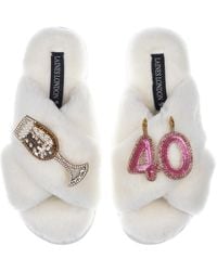 Laines London - Classic Laines Slippers With 40th Birthday & Champagne Glass Brooches - Lyst