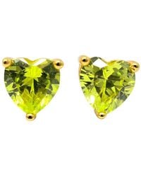 Harfi - Peridot Heart August Birthstone Stud Earrings - Lyst
