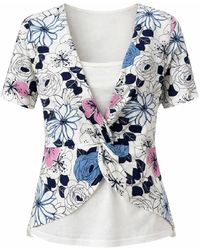 Conquista - Floral Twist-Front Short Sleeve Top - Lyst